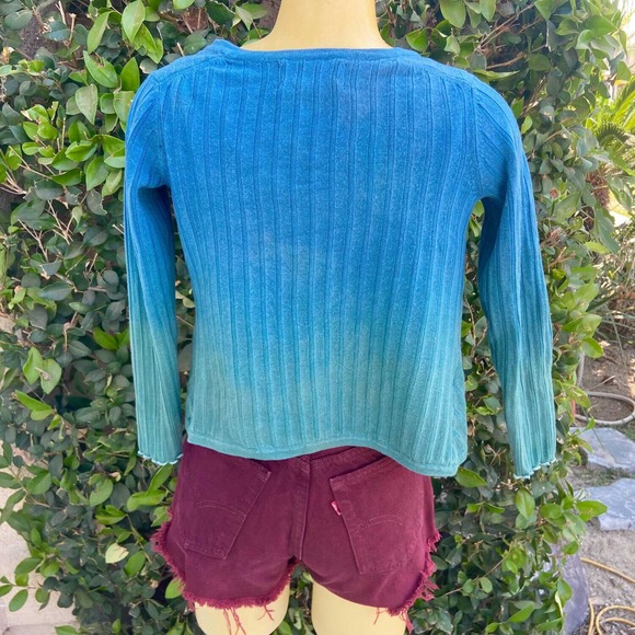 ReDyed Cardigan With Blue to Green Ombre - Picture 4 of 6